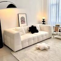 Canapé en tissu compressé sous vide, garni d'éponge, style italien de luxe léger, design minimaliste à accoudoirs droits pour appartements et salles de sport