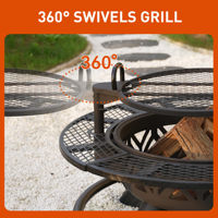 Brasero rond en métal de 30 pouces pour bois avec écran anti-étincelles et couvercle de pioche, barbecue 2-en-1 pour patio extérieur, jardin, camping