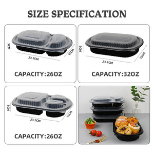 Dùng một lần Takeaway bao bì Hộp Ăn Trưa 1/2/3 ngăn hình chữ nhật bữa ăn chuẩn bị hộp đựng thức ăn bằng nhựa - Product Image 2