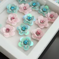 Applique à paillettes et perles de couleur champagne faite à la main 3 D fleur patchs à paillettes perle de verre coudre sur applique pour vêtement pour dames