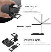 10X 28mm Folding Pocket Loupe Magnifying Glass with Scale LED Light for Print Inspection Jewelry Sewing Textile Thread Count
