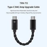 Câble DAC/Amplificateur TRN T/O Audio Upgrade Type C vers Type C avec blindage combiné, fabriqué avec du fil argenté à 8 brins pour ordinateur