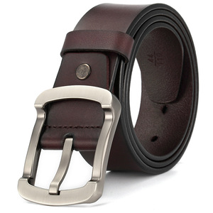 Ceinture en cuir de vachette véritable vintage pour homme avec boucle à ardillon en alliage, motif floral imperméable, pour jeans et tenues décontractées - Product Image 1