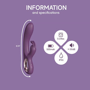 Vibrador de Conejo Recargable de Silicona, Dildo para Masaje de Punto G y Clítoris, Doble Vibración para Mujeres - Product Image 4