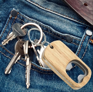 Porte-clés décapsuleur en bois pour bar et <span class=keywords><strong>restaurant</strong></span>, en alliage, étanche, avec impression typographique, pour mousquetons promotionnels - Product Image 4