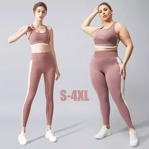Conjunto de ropa deportiva transpirable para mujer, traje de entrenamiento de yoga de talla grande, alta elasticidad, 2022