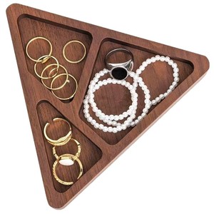 <b>Black</b> Walnut Jewelry Tray Ring Organizer Desktop Storage Box Multi Purpose Solid Color 1L Capacity - Product Image 1