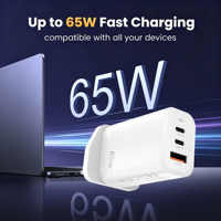Adaptateur secteur universel 65 W USB-C PD QC3.0 pour ordinateur portable, prise UK, charge rapide 65W USB-C UKCA