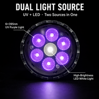 Linterna LED UV Recargable W553, 500LM, Alcance de 400M, Linterna de Inspección de 395nm, Tipo C, para Emergencias al Aire Libre y Camping