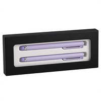 Scatola per Penne Personalizzata Nera Opaca con Finestra Trasparente, Doppio Scomparto, Fodera in Velluto Grigio, Confezione Regalo in Carta OEM