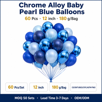 60 ballons bleu perle en alliage chromé de 12 pouces, ballons en latex bleu marine, utilisés pour la décoration de fête prénatale et d'anniversaire