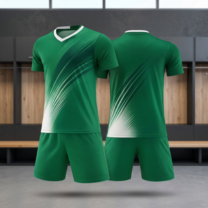 Maillot de football vert à col en V pour homme, manches courtes, anti-transpiration, imprimé dégradé, coupe athlétique, toutes saisons - Product Image 2