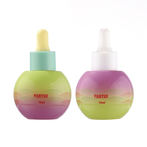 Flacon d'<span class=keywords><strong>essence</strong></span> en verre sphérique mignon de 30 ml avec revêtement de couleur dégradée, flacon compte-gouttes en verre dégradé rond avec <span class=keywords><strong>t</strong></span>ête de pompe multiple - Product Image 2
