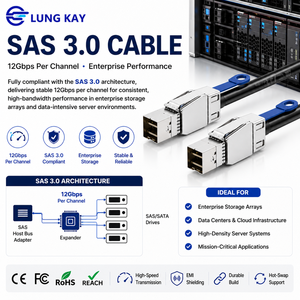 12Gbps HD มินิ SAS SFF-8644 ถึง SFF-8644 สายเคเบิลภายนอก SAS 3.0 สายข้อมูลความเร็วสูงสำหรับเซิร์ฟเวอร์ RAID การจัดเก็บข้อมูล JBOD การขยาย - Product Image 2