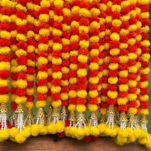 Ghirlanda Decorativa di Halloween Huaien, Ghirlanda di Fiori di Calendula Finta con Campanelle, Stile Messicano del Giorno dei Morti e Sud-Est Asiatico - Product Image 2