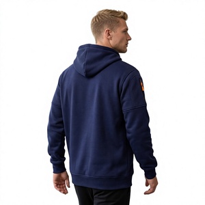 Veste en polaire à capuche bleu marine pour homme avec détails de fermeture éclair orange Coupe classique Vêtement décontracté coupe-vent pour l'automne Fabriqué au Bangladesh - Product Image 4