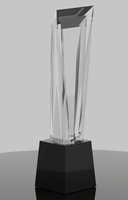 Trophée en cristal gravé sur mesure, plaque de trophée en cristal avec base noire MH-NJ00456