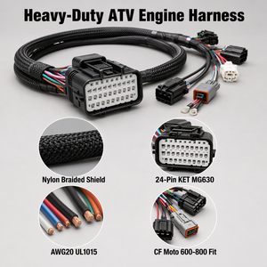 Arnés de Cableado Personalizado para ATV <span class=keywords><strong>Quad</strong></span> Solvet, TE AMP Superseal de 12 Pines AWG22 FLRY-B, Revestimiento de Nailon Impermeable para TRX Foreman - Product Image 3
