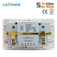 Prise murale Double interrupteur avec 2usb et 1 Type C charge rapide 13 Amp 2 gangs prise électrique blanche