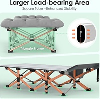 Lit de camping portable, cadre en métal robuste, double couche, tissu Oxford 1200D, lit pliant léger et portable avec matelas amovible