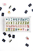 Jeu de Mahjong Américain Géométrique Floral Vert Olive MCM 160 Pièces, Tuiles de Mahjong à Motifs Artistiques Rétro avec Pochette de Rangement en Velours