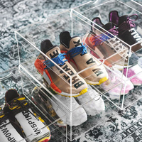 Boîte de présentation de chaussures en acrylique transparente personnalisée, best-seller, anti-poussière et étanche, adaptée à un usage domestique et commercial.