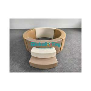 Équipement de jeu souple sur le thème de l'or et du brun, fosse à balles ronde avec escaliers, fosse à balles fleurie pour enfants - Product Image 1