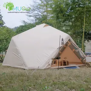 Yumuq 4m Glamping Outdoor Camping Canvas Inflatable Tent For Family Customized Luxury Cotton Waterproof Inflatable Tent