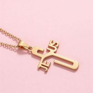 Collier en acier inoxydable avec pendentif <span class=keywords><strong>croix</strong></span> de Jésus-<span class=keywords><strong>Christ</strong></span> pour bijoux tendance - Product Image 2