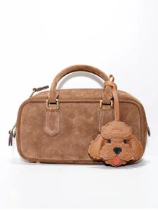 Colgante de cuero Zenos con diseño de perro caniche y oso de peluche, hecho a mano de primera calidad, con mosquetón, llavero y artesanía coleccionable para bolsos, cosido a mano - Product Image 6
