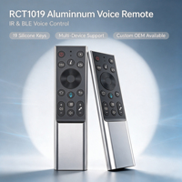 Télécommande intelligente JCXK OEM ODM en alliage d'aluminium à 19 touches avec double protocole IR BLE et fonction vocale pour lecteur vidéo
