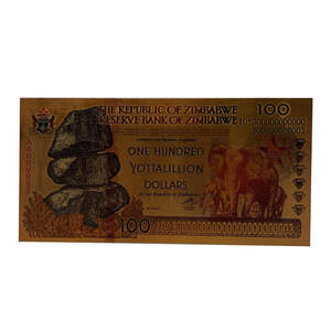 1200 pièces/lot Billet de banque en or de 100 milliards de dollars zimbabwéens avec motif éléphant, en papier, en boîte, pour collection et cadeaux souvenirs - Product Image 2