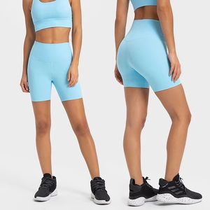 Shorts de yoga côtelés unis taille haute pour femme DK364 – Collection été – Idéal pour le sport et le fitness - Product Image 3