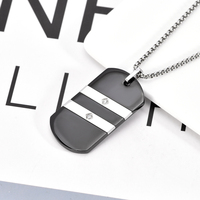 Chaîne rectangulaire noire Hip Hop vierge 316l en acier inoxydable pendentif collier bijoux pour hommes armée
