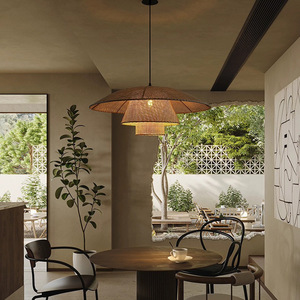 Wabi Sabi Style Rattan Chandelier Round E27 Led <b>Light</b> Source For Tea Room <b>Dining</b> Hotel Guesthouse Decoration - Product Image 4