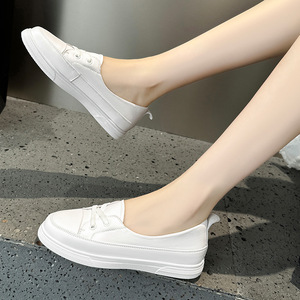 Chaussures basses en cuir souple blanc pour femmes, respirantes, pour le bureau et les loisirs, vente en gros, acceptent ODM OEM, couleurs et tailles personnalisées - Product Image 3