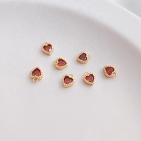 Pendentif coeur en argent sterling téléphone cristal rouge charme pendentifs pierres précieuses designer boucle d'oreille or rempli de charmes pour diy bracelet