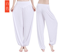 Nouveau pantalon modal anti-boulochage fonction solide Bloomers froissé Cargo Style Harem danse femmes taille haute pantalon de Yoga ample