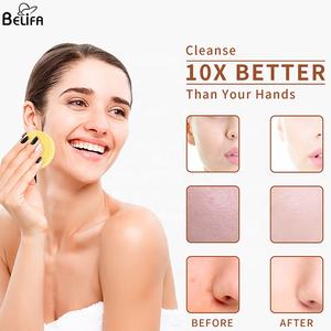 Démaquillant pour le visage, outil lavable, naturel, lavable, spa, éponge nettoyante réutilisable, violet blanc compressé, vente en gros, unités - Product Image 5