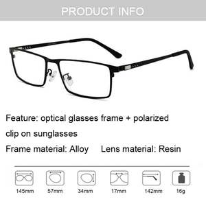 Lunettes de soleil polarisées magnétiques de mode en gros pour hommes, monture de lunettes optiques avec clip-on - Product Image 6