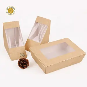 Fast food for takeaway kraft PLA coated Biodegradable material 300 gsm paper box packaging