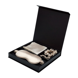 定制豪华大优质磁性闭合翻盖顶盒硬质纸板包装睡眠眼罩哑光黑纸礼品盒 - Product Image 1