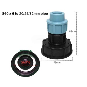 Connecteur de robinet de réservoir IBC S60X6 pour tube PE 20/25/32 mm, raccord de tuyau en plastique, connecteur de valve rapide - Product Image 2