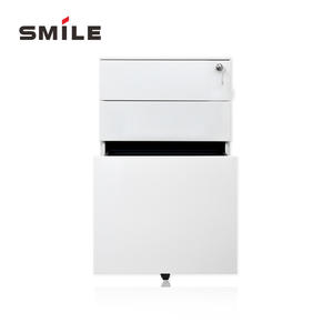 CHNSMILE armadietto a 3 cassetti con piedistallo in metallo, chiudibile a chiave con maniglie nascoste, bianco, per riporre l'ufficio e la scrivania a casa - Product Image 2