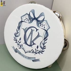 All'ingrosso corpo in legno a fila singola campane da 8 pollici a tamburo con stampa personalizzata danza nuziale tamburello palmare tamburello bomboniera - Product Image 4