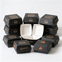 Boîte à burger biodégradable en carton blanc avec logo personnalisé, vente en gros d'usine, conteneur jetable à clapet pour repas à emporter