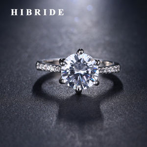 HIBRIDE3色ラウンドキュービックジルコンリング女性ウェディングブライダルリングギフトanillos mujer R-169 - Product Image 1