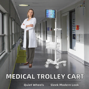 Hot-selling Medical Monitoring <b>Portable</b> Movable Metal <b>Trolley</b> Cart- Central Lock Silent Wheels Modern Design Hospital Clinic - Product Image 2