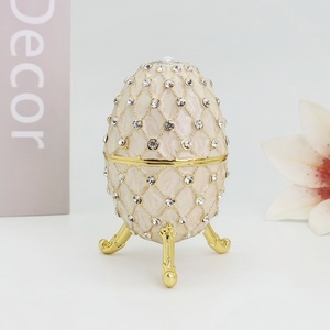 SHINNYGIFTS - Adorno de Huevo Fabergé de Lujo en Esmalte, Caja de Joyas con Pedrería, Decoración para el Hogar, Regalo - Product Image 5