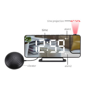 Miroir numérique LED Projection <span class=keywords><strong>Table</strong></span> horloge lit vibrateur secoueur <span class=keywords><strong>Vibration</strong></span> réveil avec <span class=keywords><strong>Vibration</strong></span> pour sourd audition dure - Product Image 4